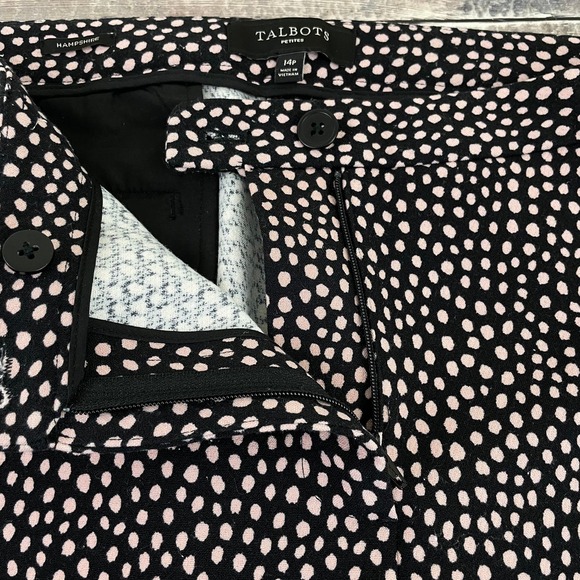 Talbots Petites Hampshire Ankle Pants Black Pink Dots Women's 14p Pre-owned - Picture 5 of 11
